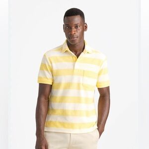 Chaps Yellow and White Striped Polo Shirt